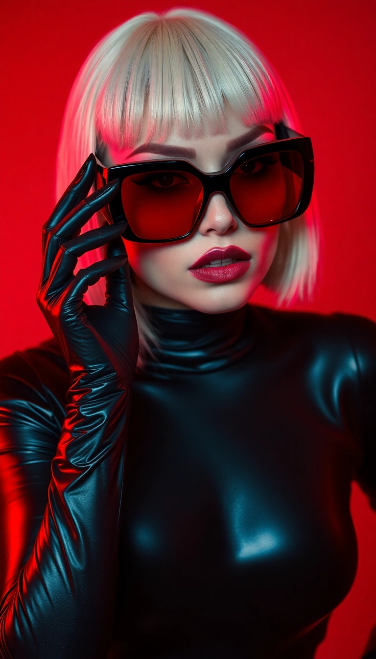 Free Y2K Woman Fashion Model in Black and Red iPhone Photogenic Background